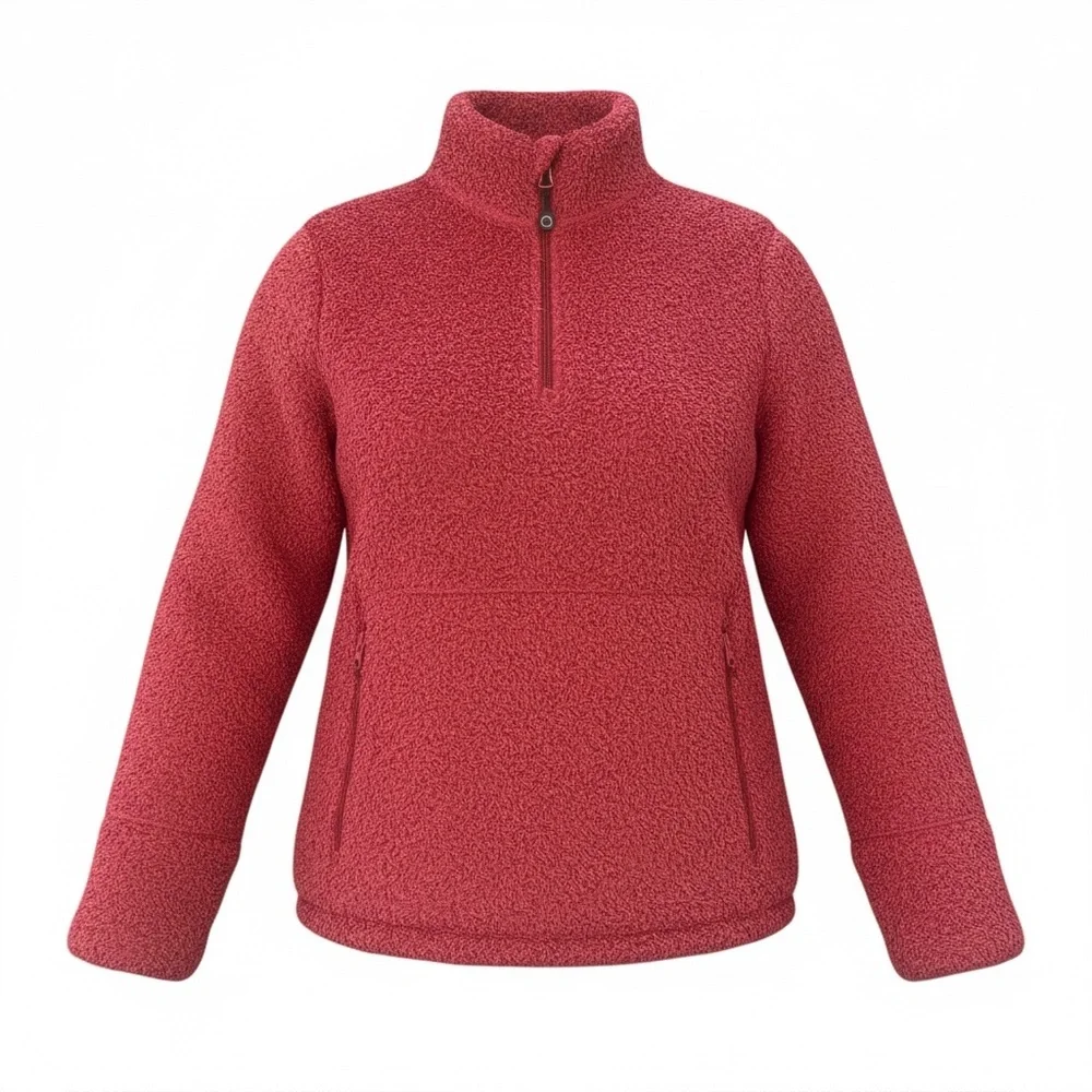 Cozy Red Quarter-Zip Fleece Pullover - Picture 1 of 8